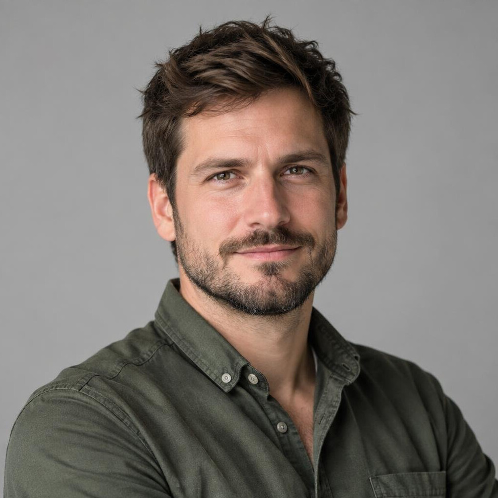 Portrait of a bearded man looking at the camera